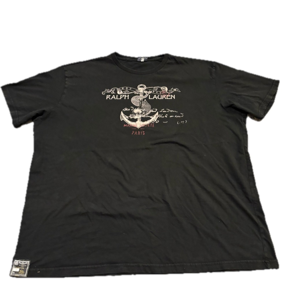 Polo Ralph Lauren Mens Black Nautical Anchor Marine Societe Graphic T-Shirt XXL